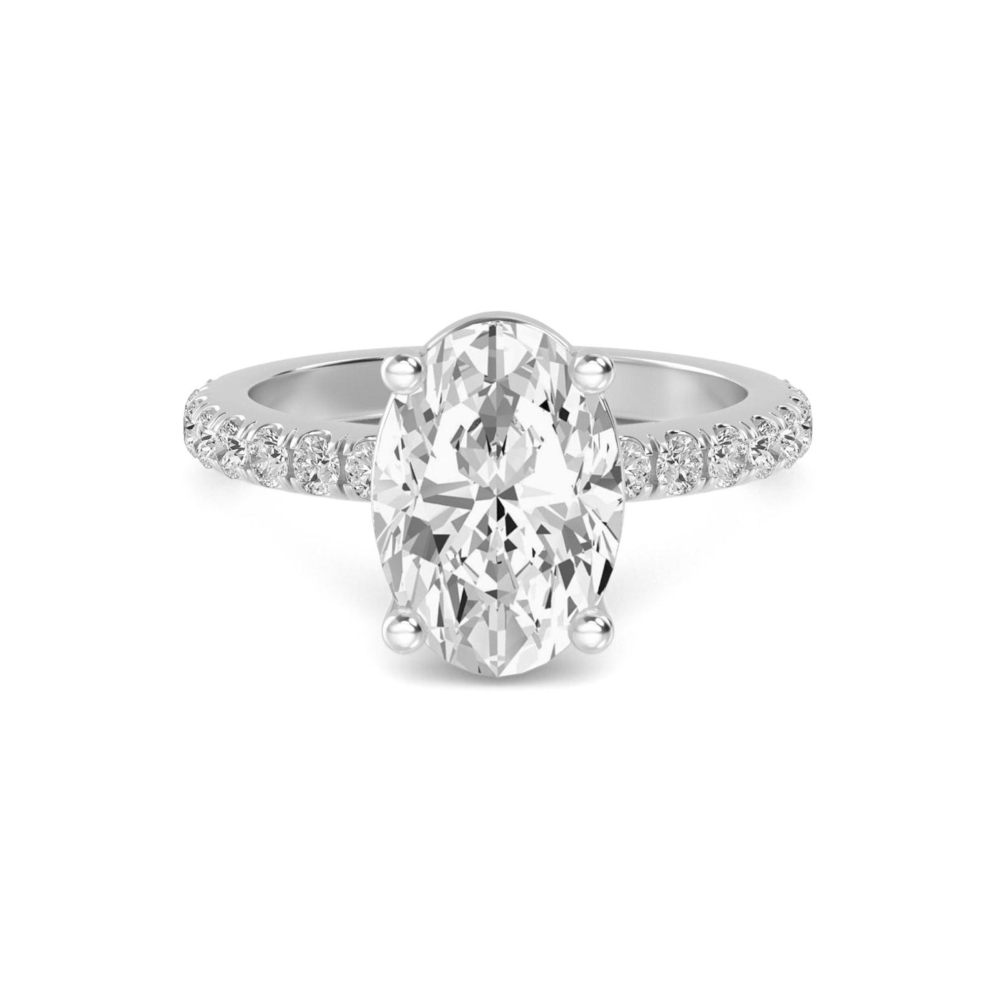 Diamond Engagement Ring with Pave Band - Oval