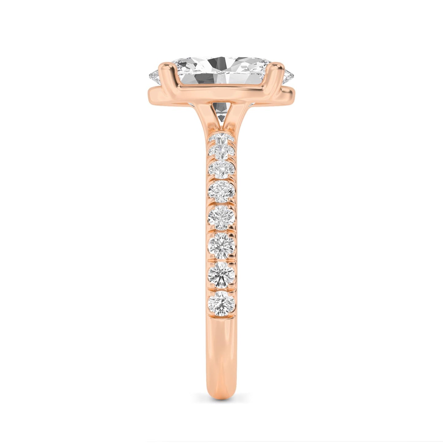 Diamond Engagement Ring with Pave Band - Oval