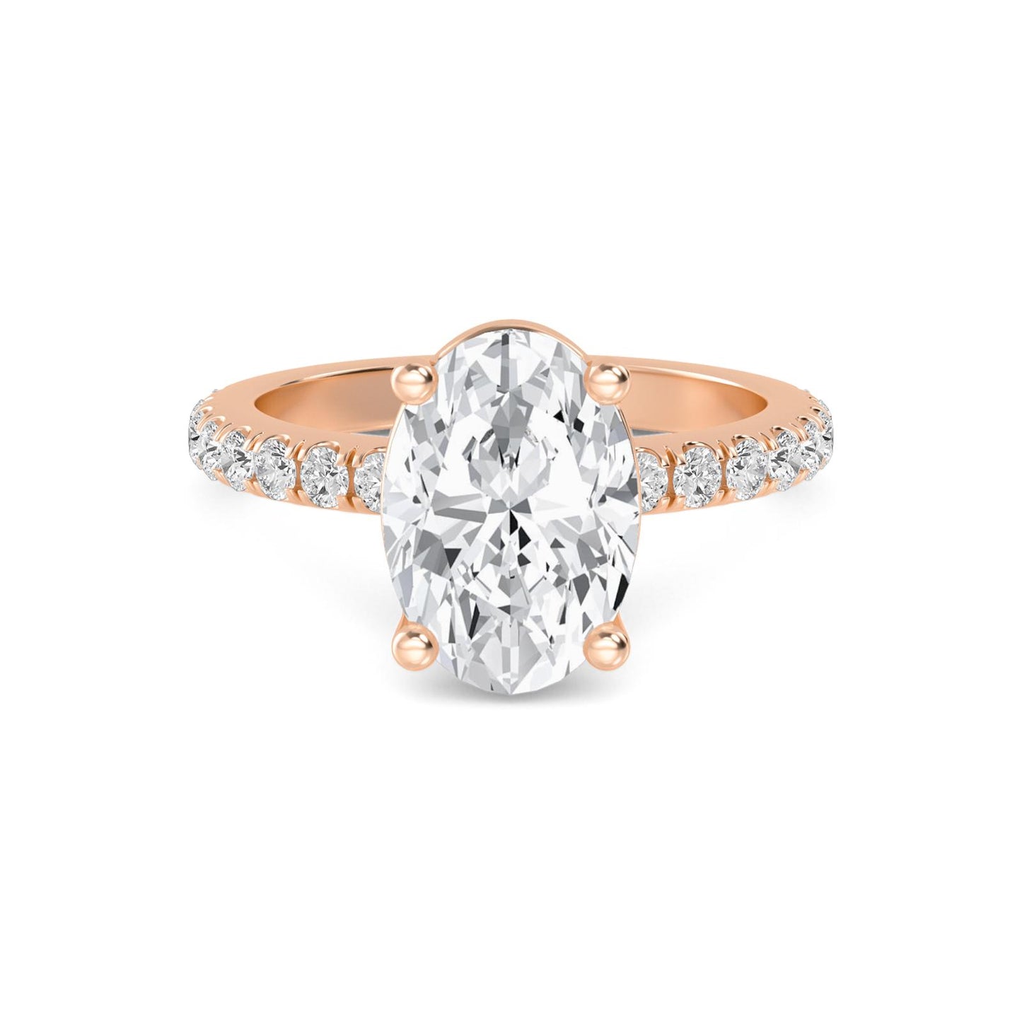 Diamond Engagement Ring with Pave Band - Oval