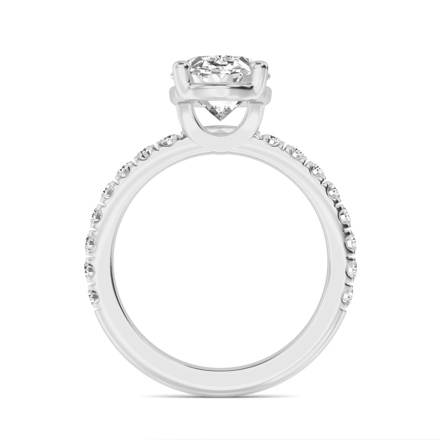 Diamond Engagement Ring with Pave Band - Oval