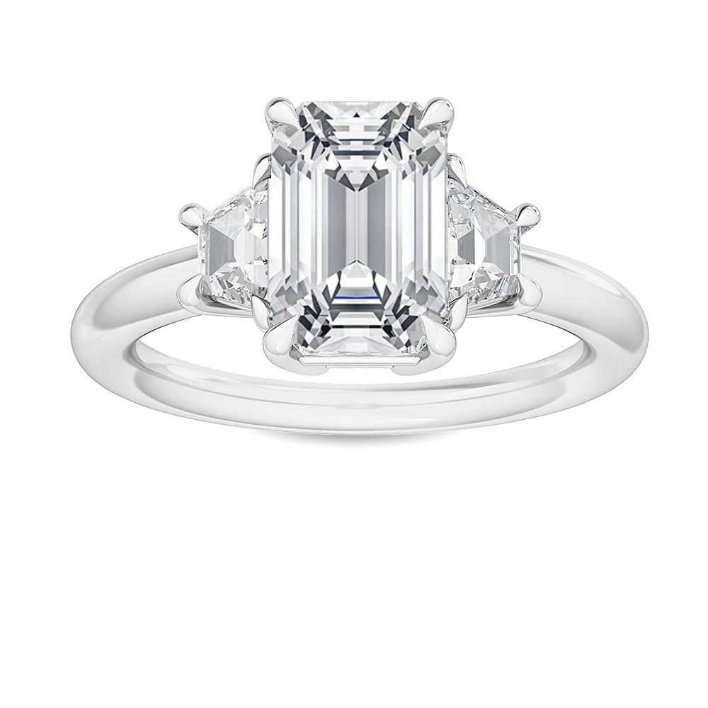 Emerald Cut Three-Stone Solitaire Diamond Ring