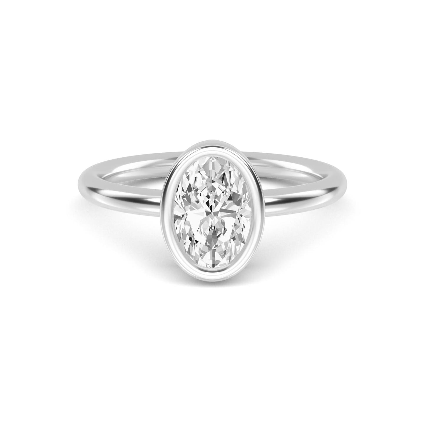 Elegant Oval Bezel-Set Solitaire Ring