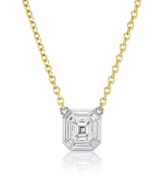 Asscher-Cut Diamond Bezel Solitaire Pendant