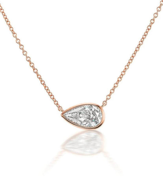 Pear-Shaped Diamond Solitaire Pendant in Rose Gold