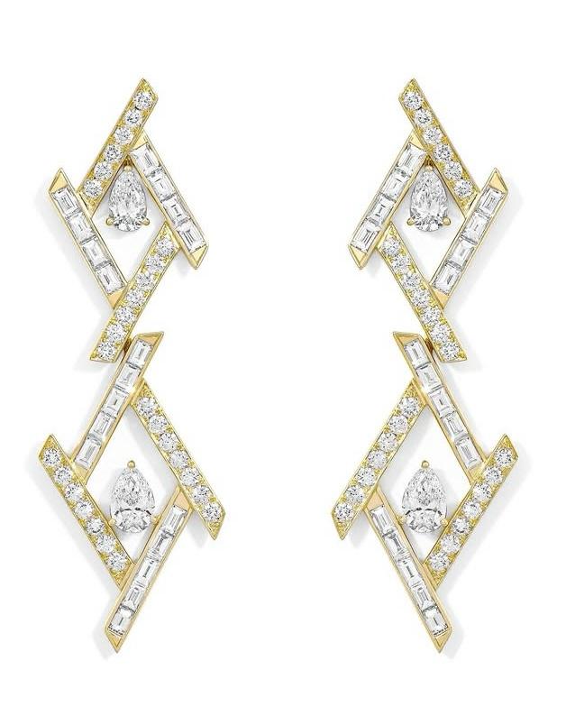 Geometric Diamond Drop Earrings