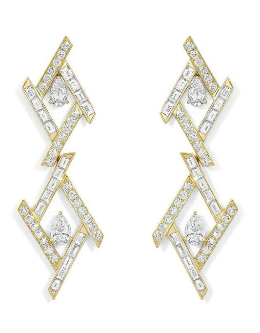 Geometric Diamond Drop Earrings