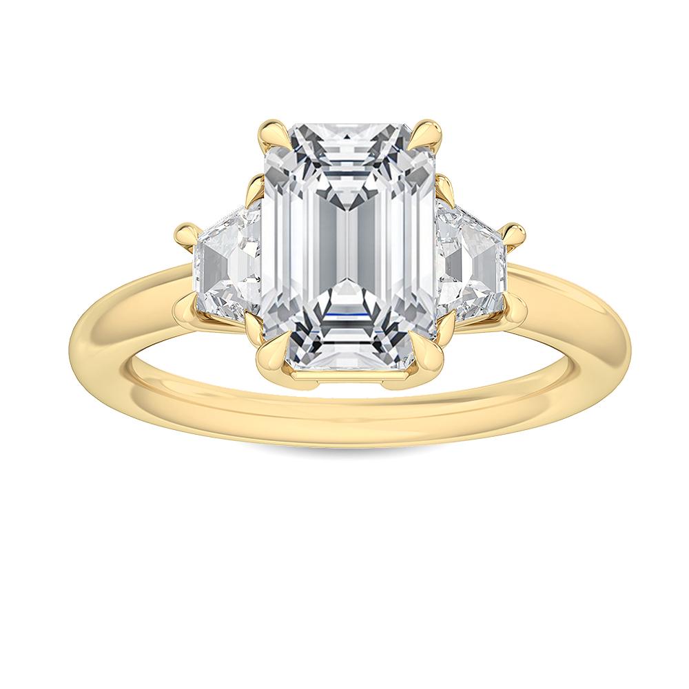 Emerald Cut Three-Stone Solitaire Diamond Ring