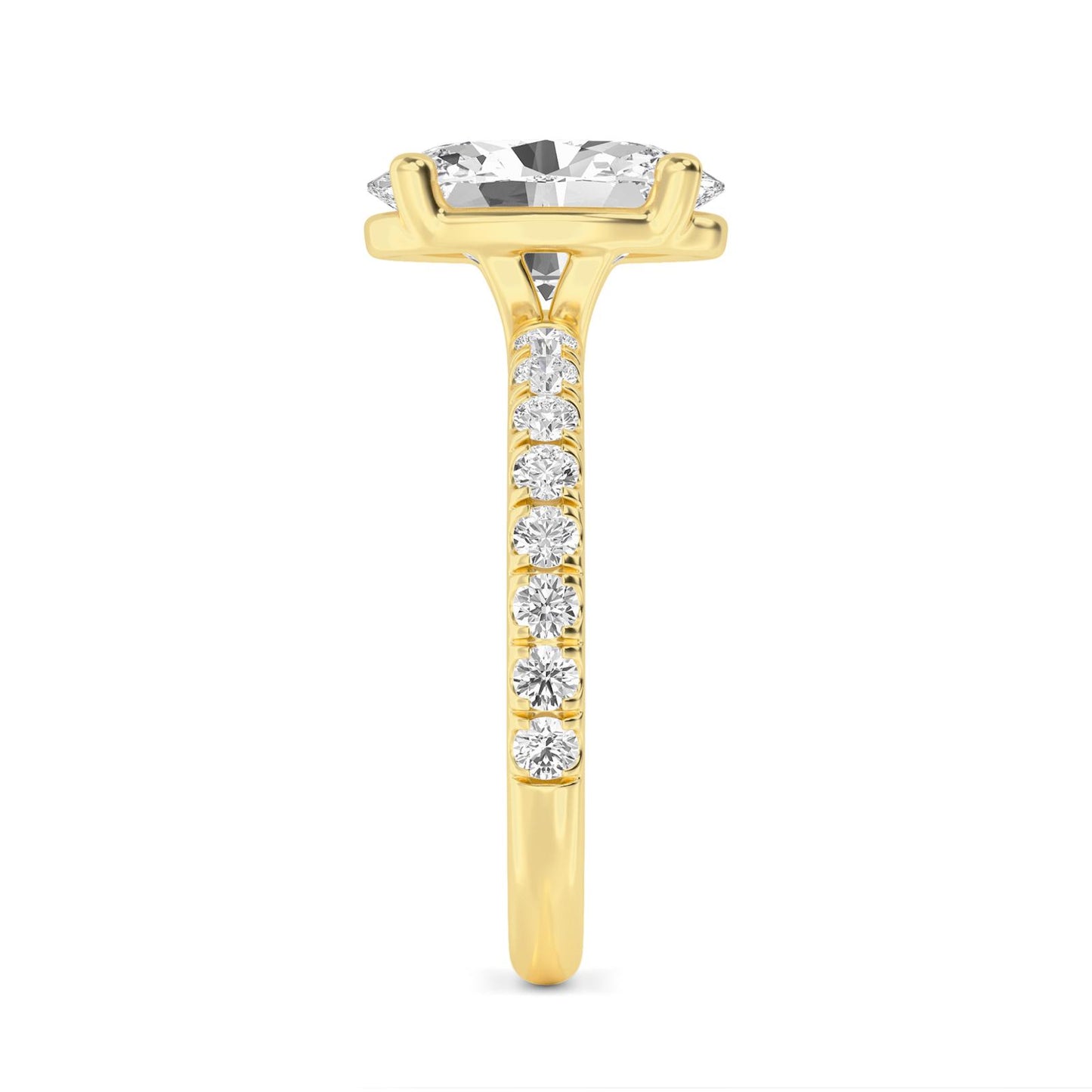 Diamond Engagement Ring with Pave Band - Oval