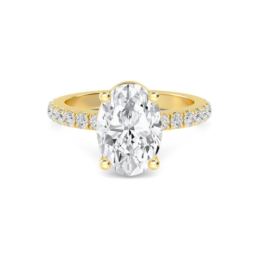 Diamond Engagement Ring with Pave Band - Oval