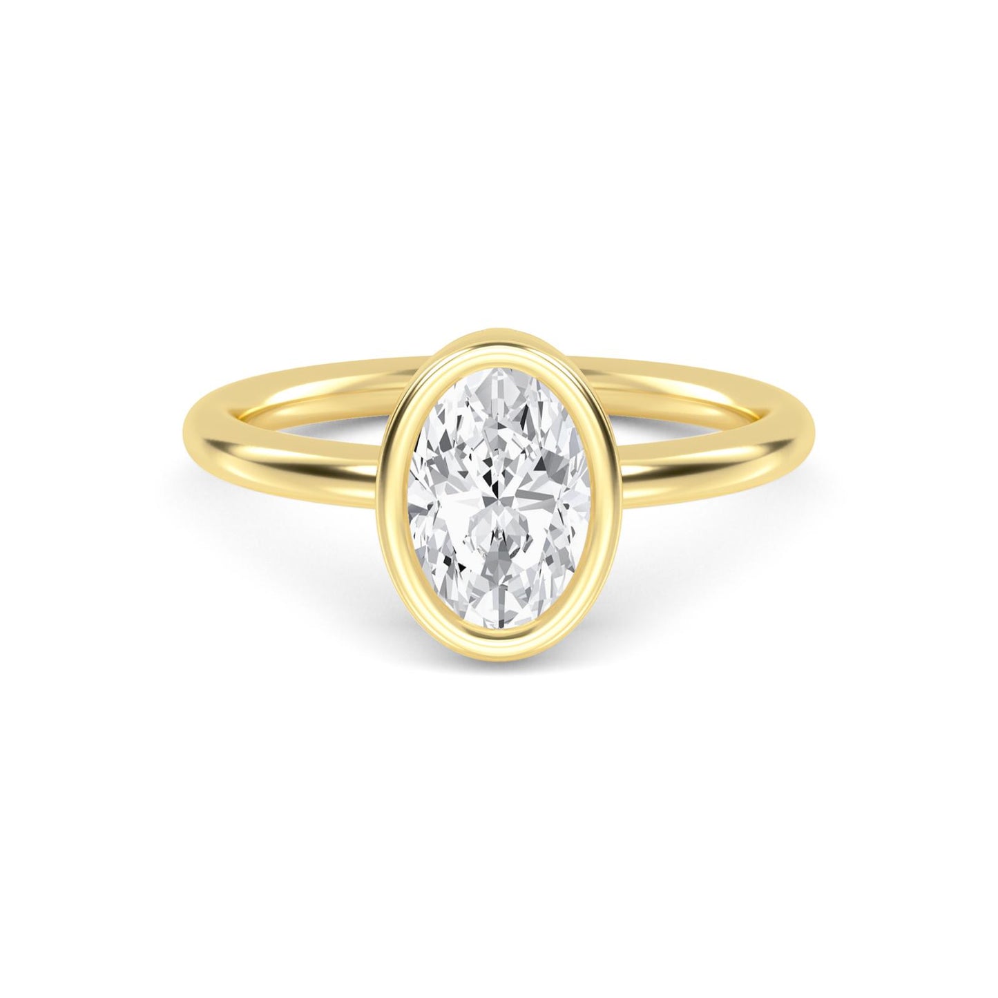Elegant Oval Bezel-Set Solitaire Ring