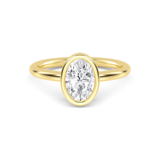 Elegant Oval Bezel-Set Solitaire Ring