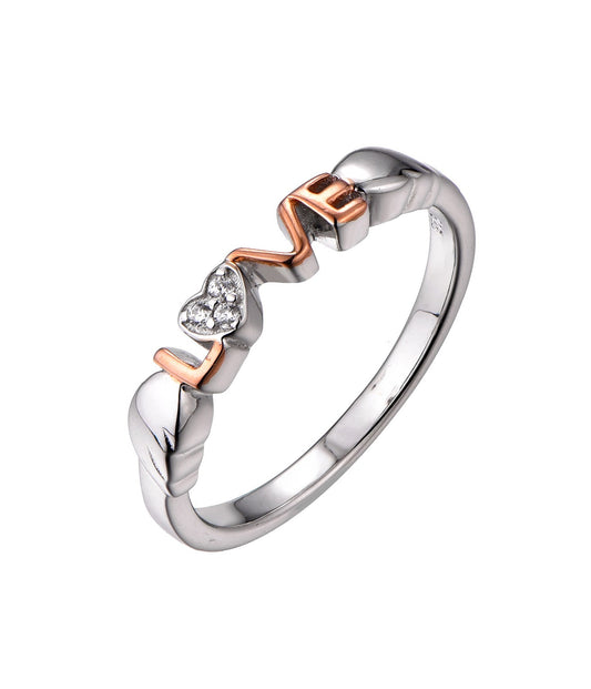 LOVE script Ring Rhodium Polish Jewellery