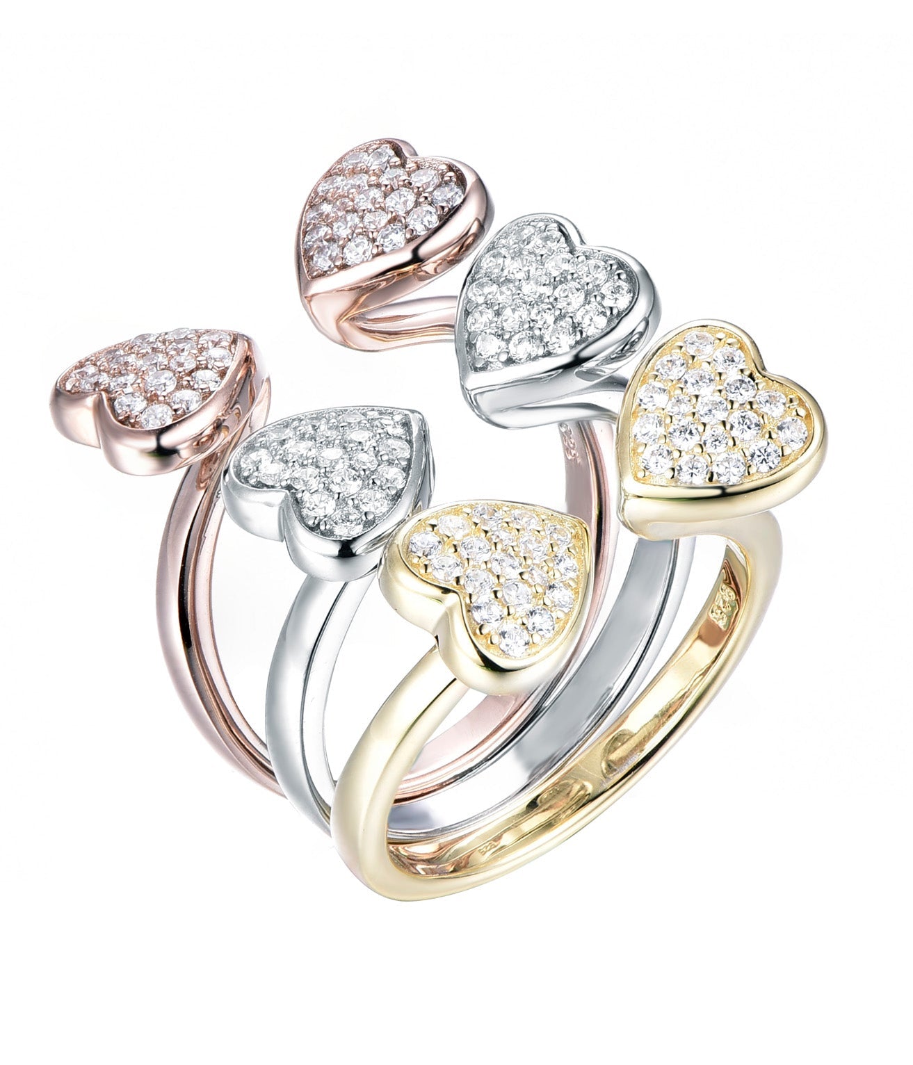 Exquisite 3 Tone Heart Ring