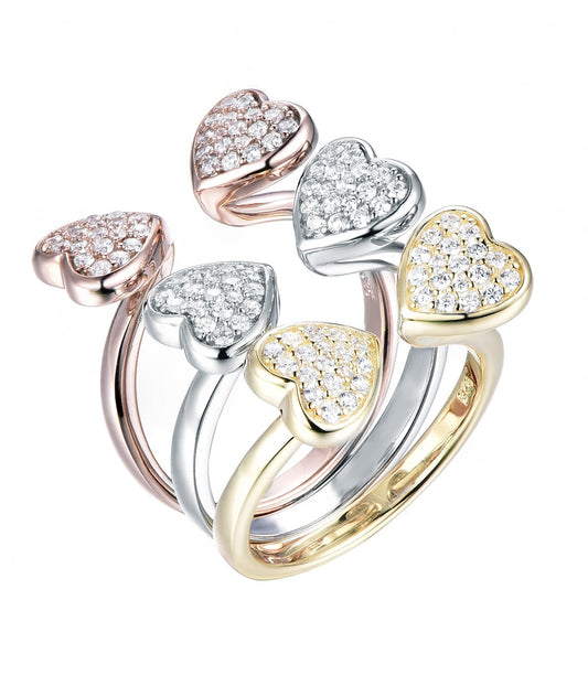 Exquisite 3 Tone Heart Ring