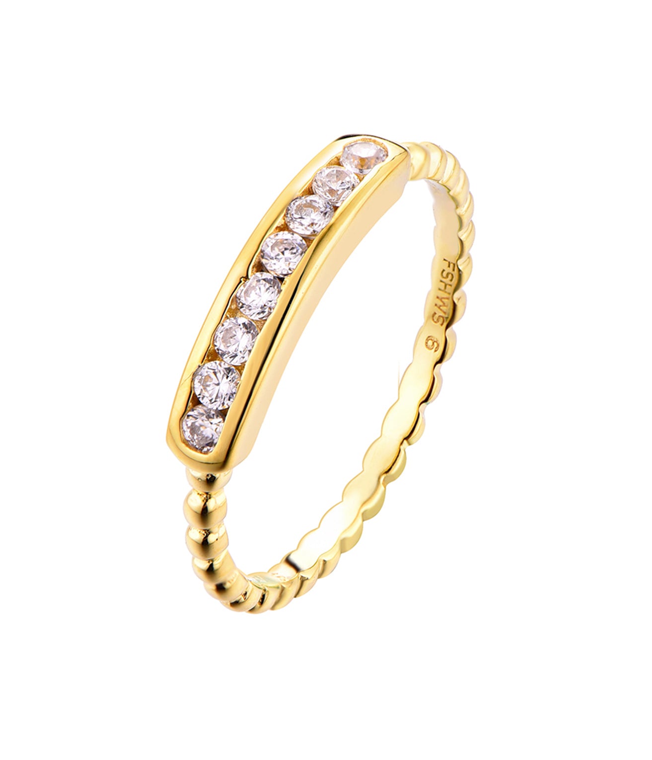 Diamond Bar Ring with Twisted Gold Band