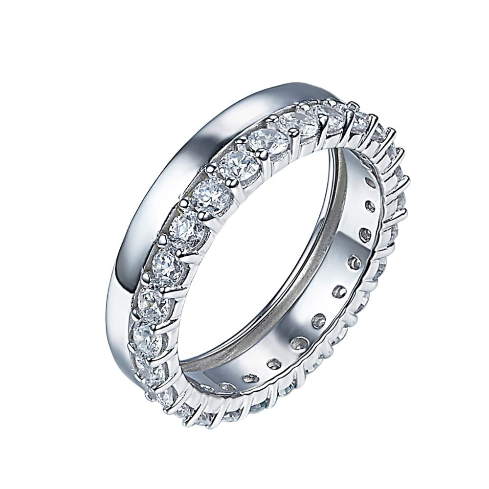 Classic Full Eternity Band Ring with Brilliant Round-Cut Stones