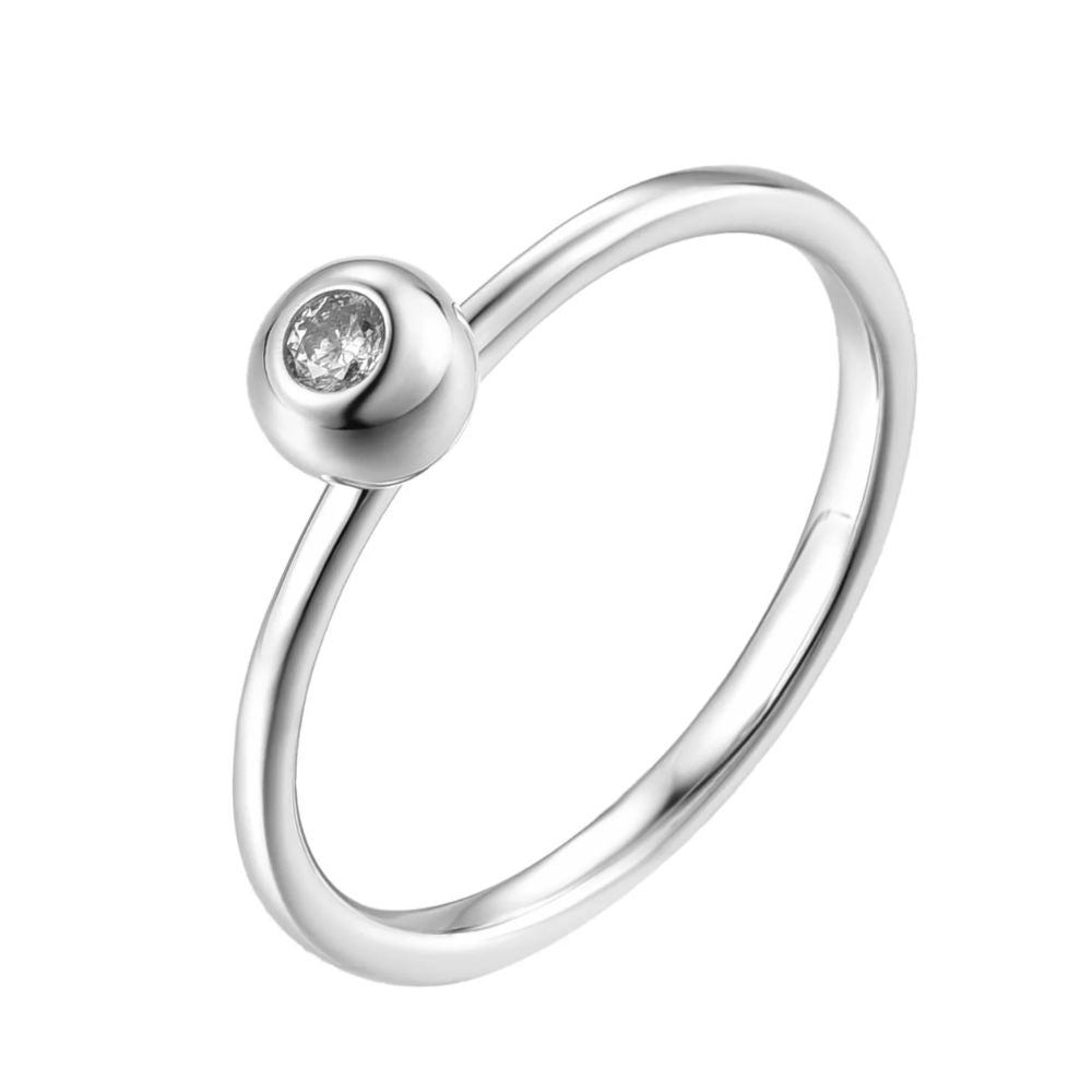 Minimalist Bezel-Set Solitaire Ring with Modern Round Accent