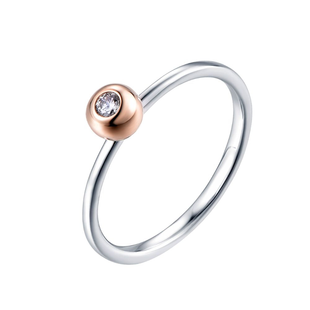 Sleek Two-Tone Bezel Solitaire Ring for Modern Elegance