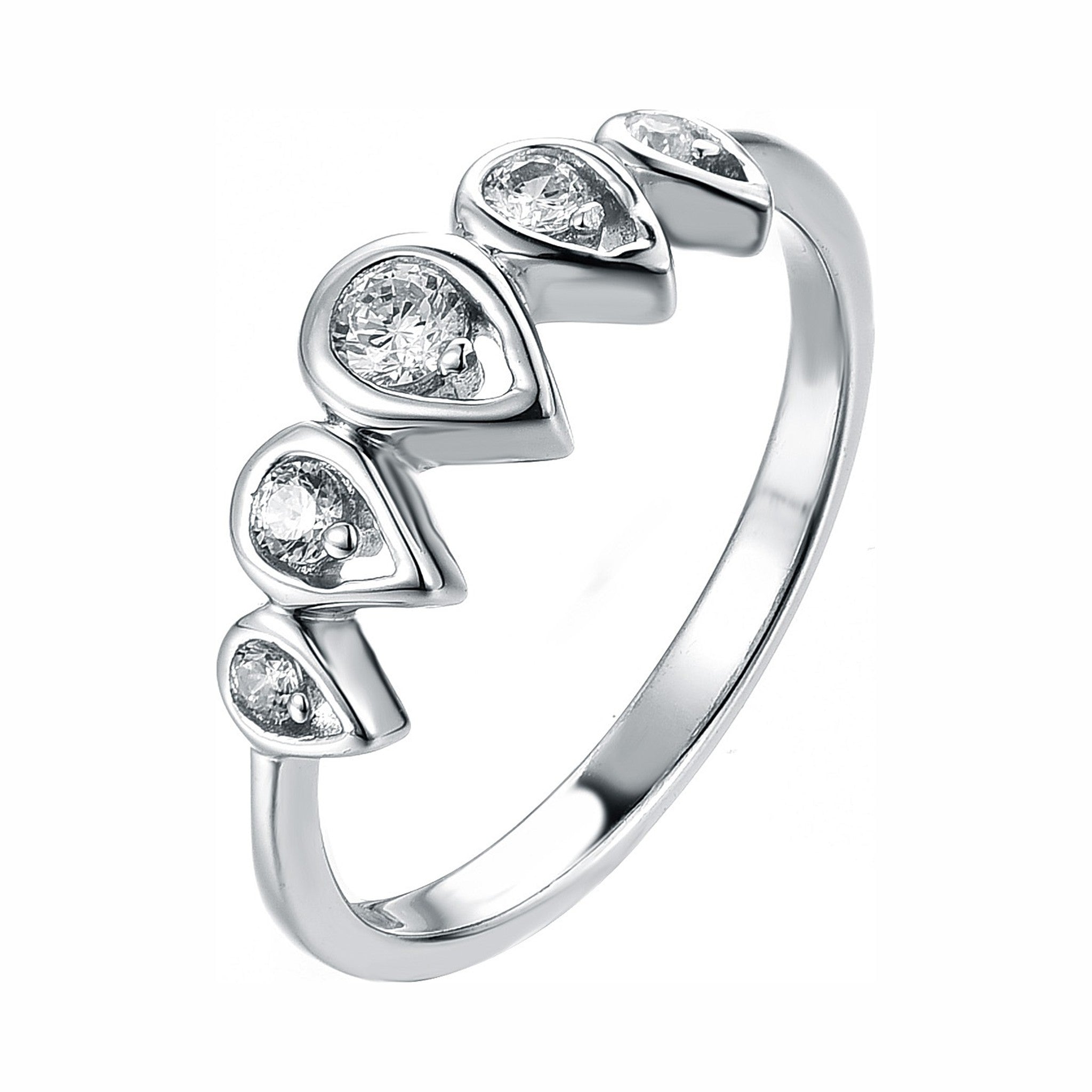 Graduated Bezel-Set Diamond Five-Stone Ring