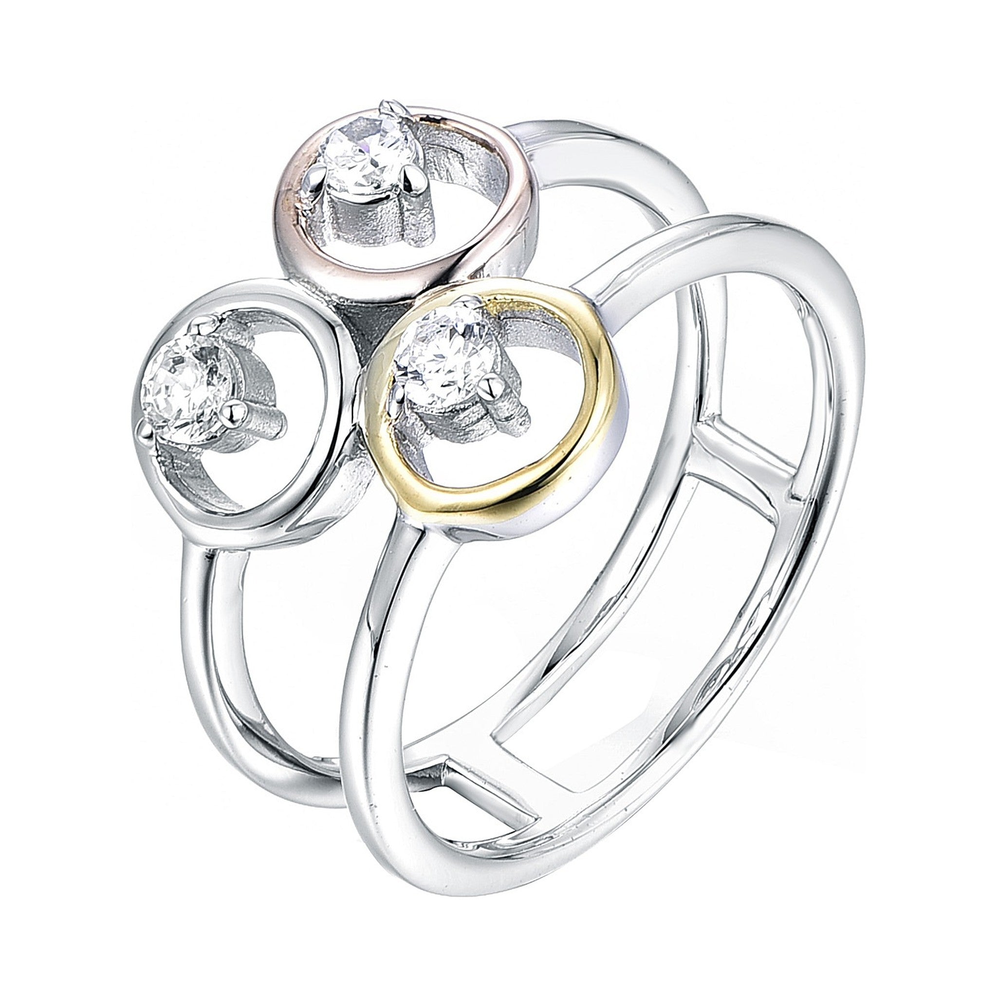 Tri-Color Triple Circle Diamond Ring