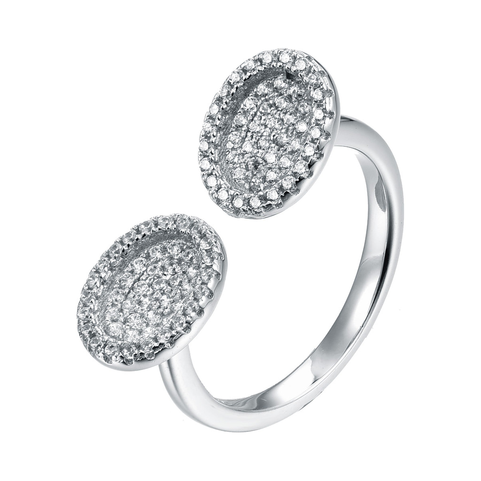 Pavé Double Oval Open Bypass Ring