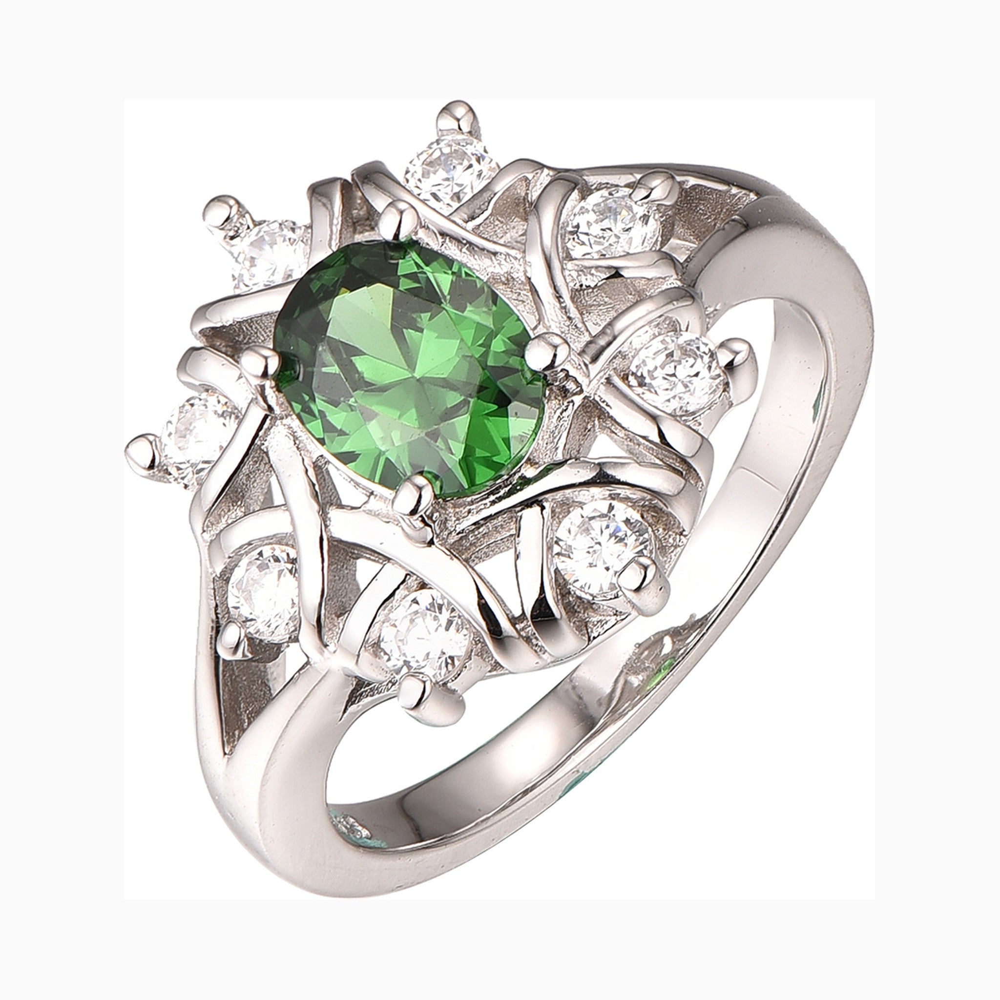 Emerald & Diamond Starburst Ring