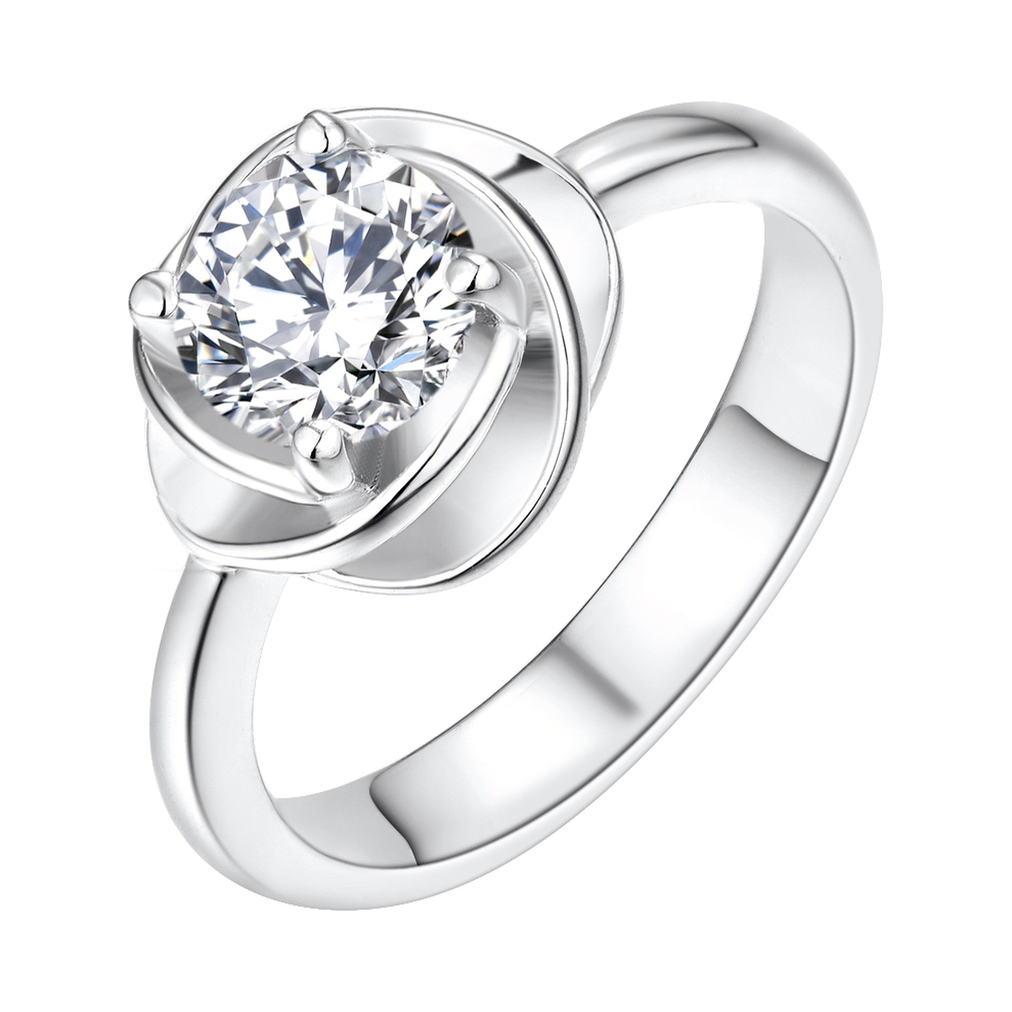 Round Diamond Swirl Solitaire Ring