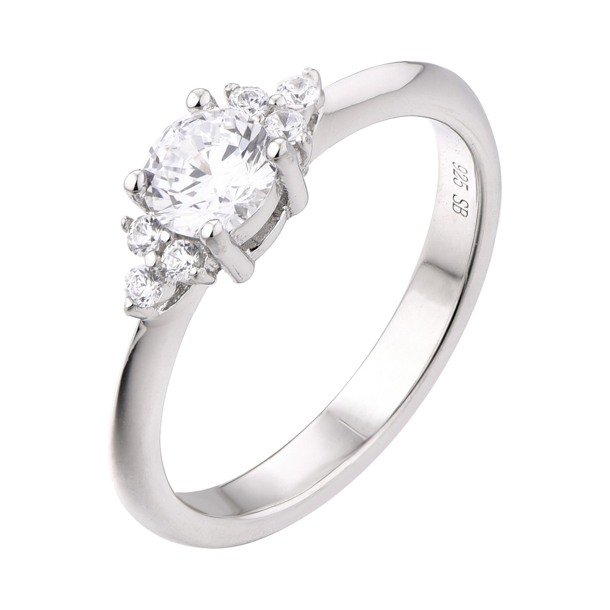 Round Diamond Cluster-Accent Engagement Ring