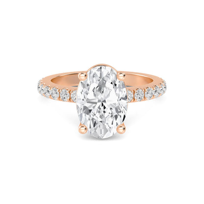 Diamond Engagement Ring with Pave Band - Oval