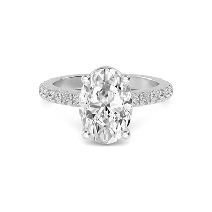 Diamond Engagement Ring with Pave Band - Oval