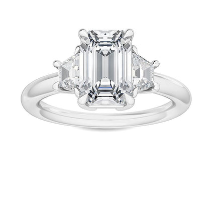 Emerald Cut Three-Stone Solitaire Diamond Ring