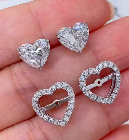 Heart-Shaped Diamond Halo Stud Earrings