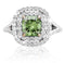 Cushion Cut Fancy Color Green Diamond Double Halo Ring