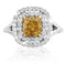 Cushion Cut Fancy Color Golden Yellow Diamond Double Halo Ring