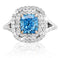 Cushion Cut Fancy Color Blue Diamond Double Halo Ring
