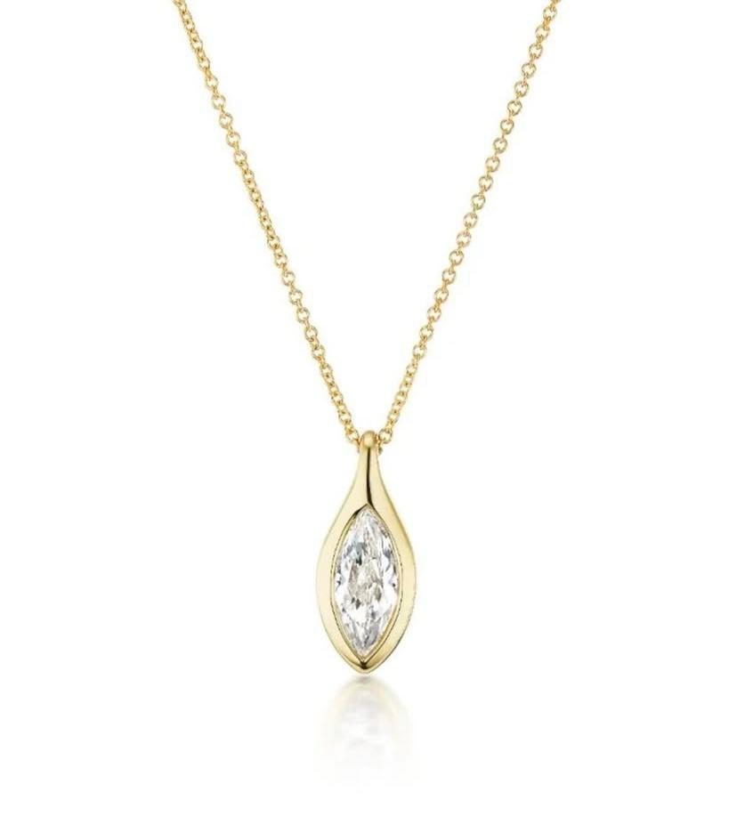 Marquise Diamond Bezel Pendant Necklace
