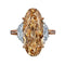 Elongated Marquise Fancy Yellow Diamond Ring with Half-Moon Side Stones