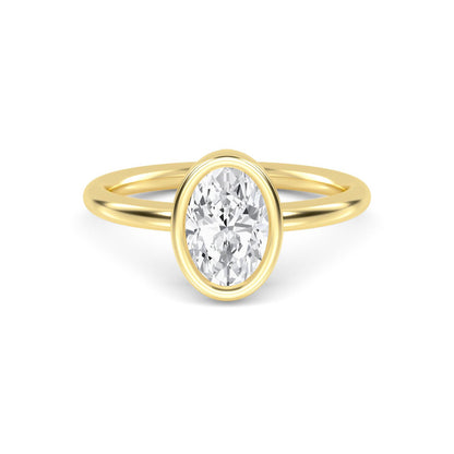 Elegant Oval Bezel-Set Solitaire Ring