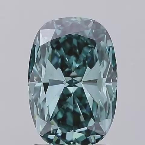 Oval Blue Diamond & Diamond Leaf Ring in White Gold