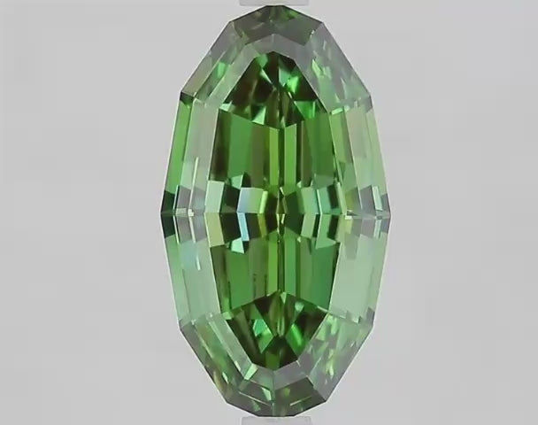 Emerald Green Elongated Hexagon Cut Statement Ring with Pavé Accent Band