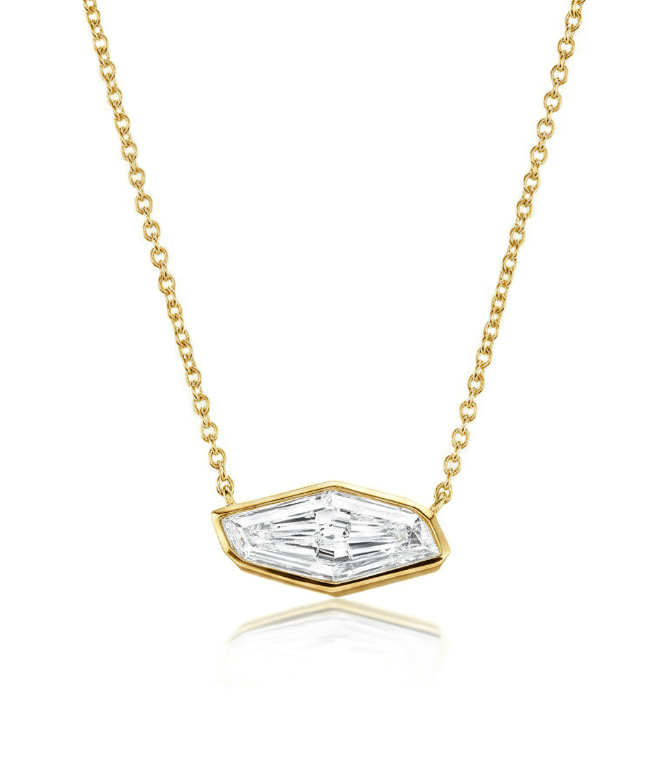 Shield-Cut Diamond Bezel Solitaire Pendant
